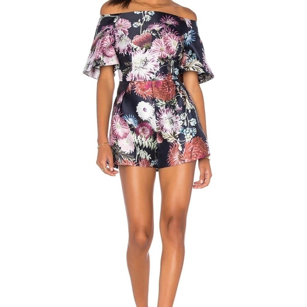 KEEPSAKE the Label Off-the-Shoulder Floral Romper Y2K Garden Party Coquette Sz S